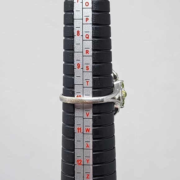 Antique Sterling Silver Size 10 Green Peridot Cluster Ring - Picture 7 of 7